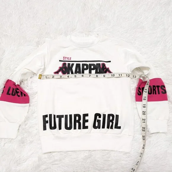 Kappa Girls Crew Neck White Pullover Loopknit Long Sleeve Sweatshirt NWOT - Picture 4 of 11